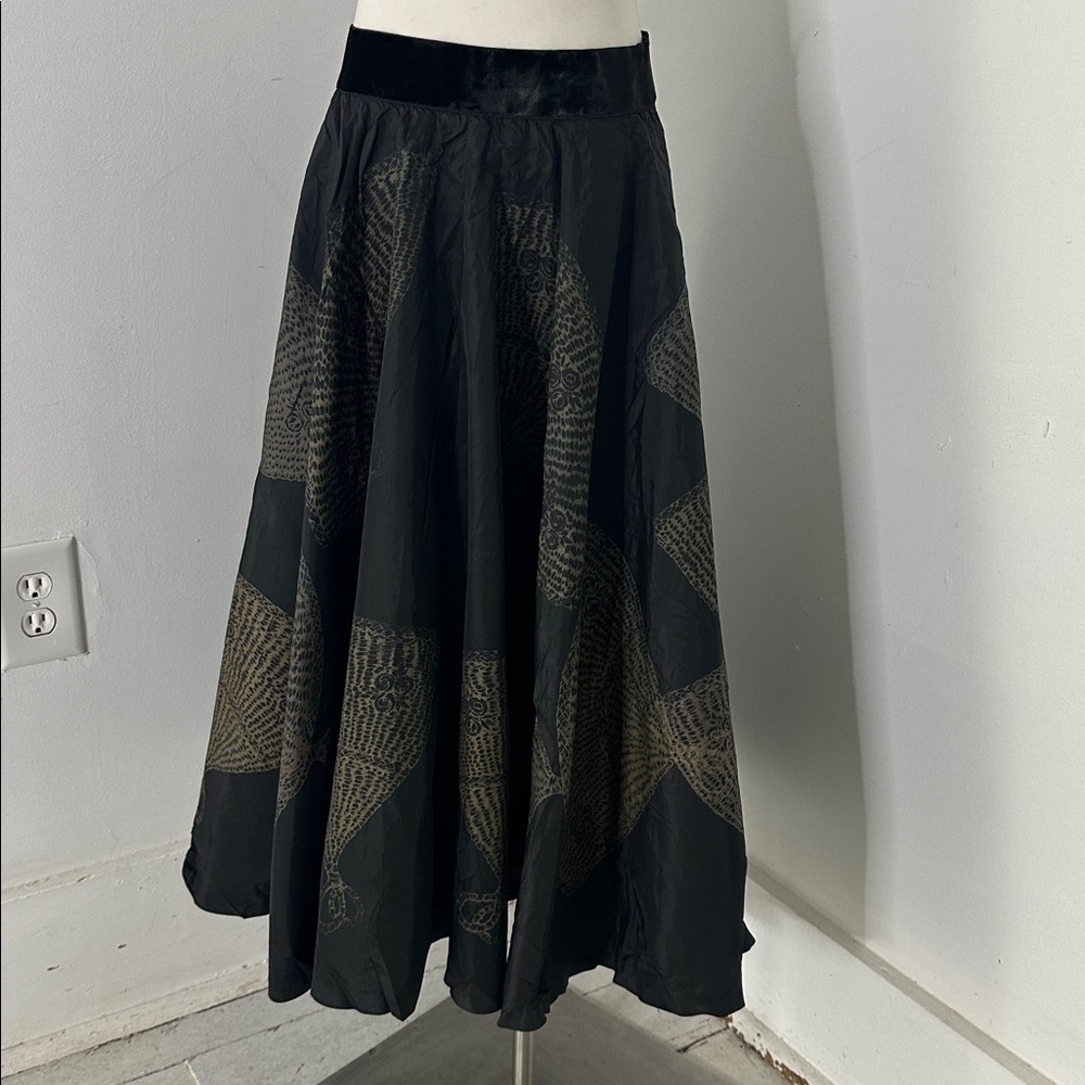 Antique Edwardian Era Rare Fan Print Circle Skirt - Picture 3 of 12